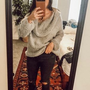 Grey knit slouchy sweater